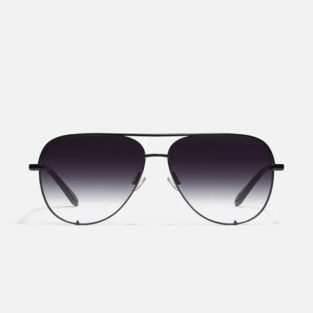 Quay NEW High Key XL Aviator Black Fade Lens Sunglasses